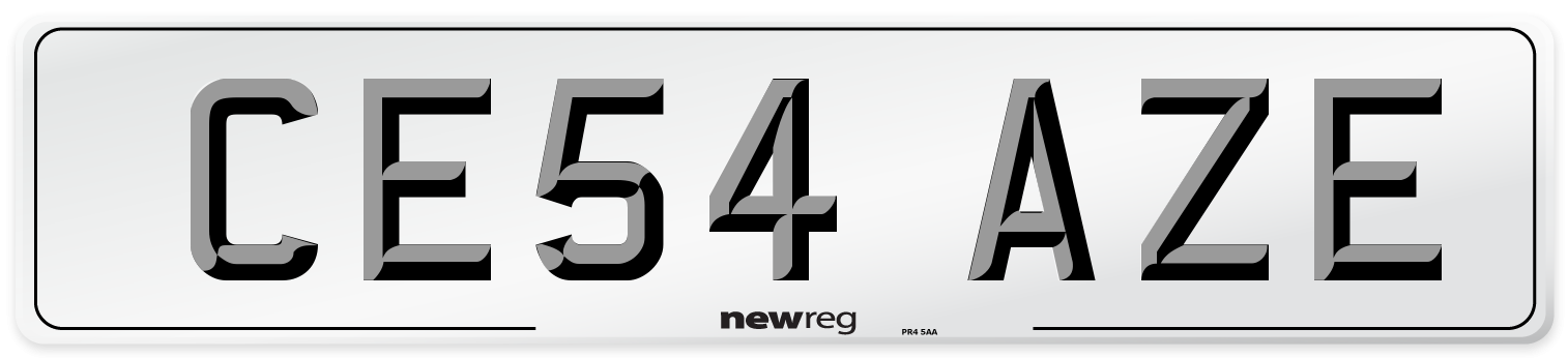 CE54 AZE Number Plate from New Reg